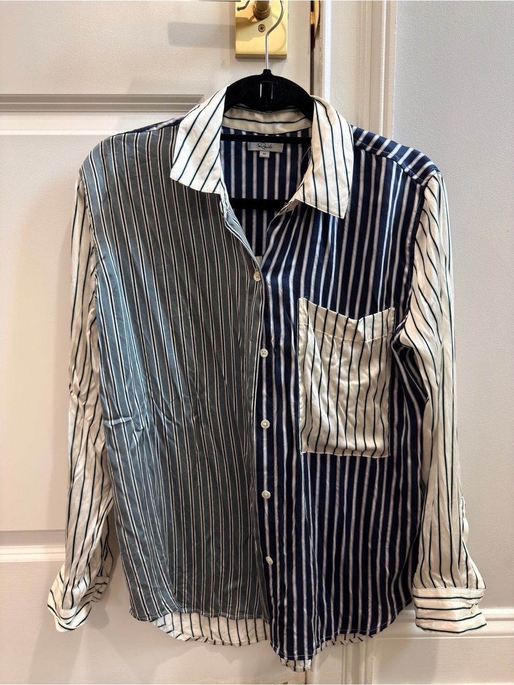 Rails  Mixed Stripe Button-Down Shirt - Navy & White